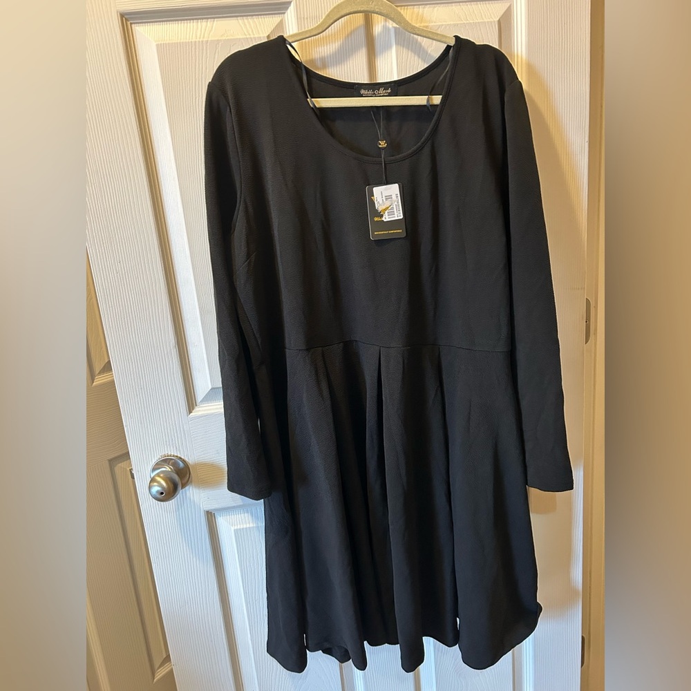 White Mark 3X Black Long Sleeve Dress Polyester/Spandex 95/5 NWT